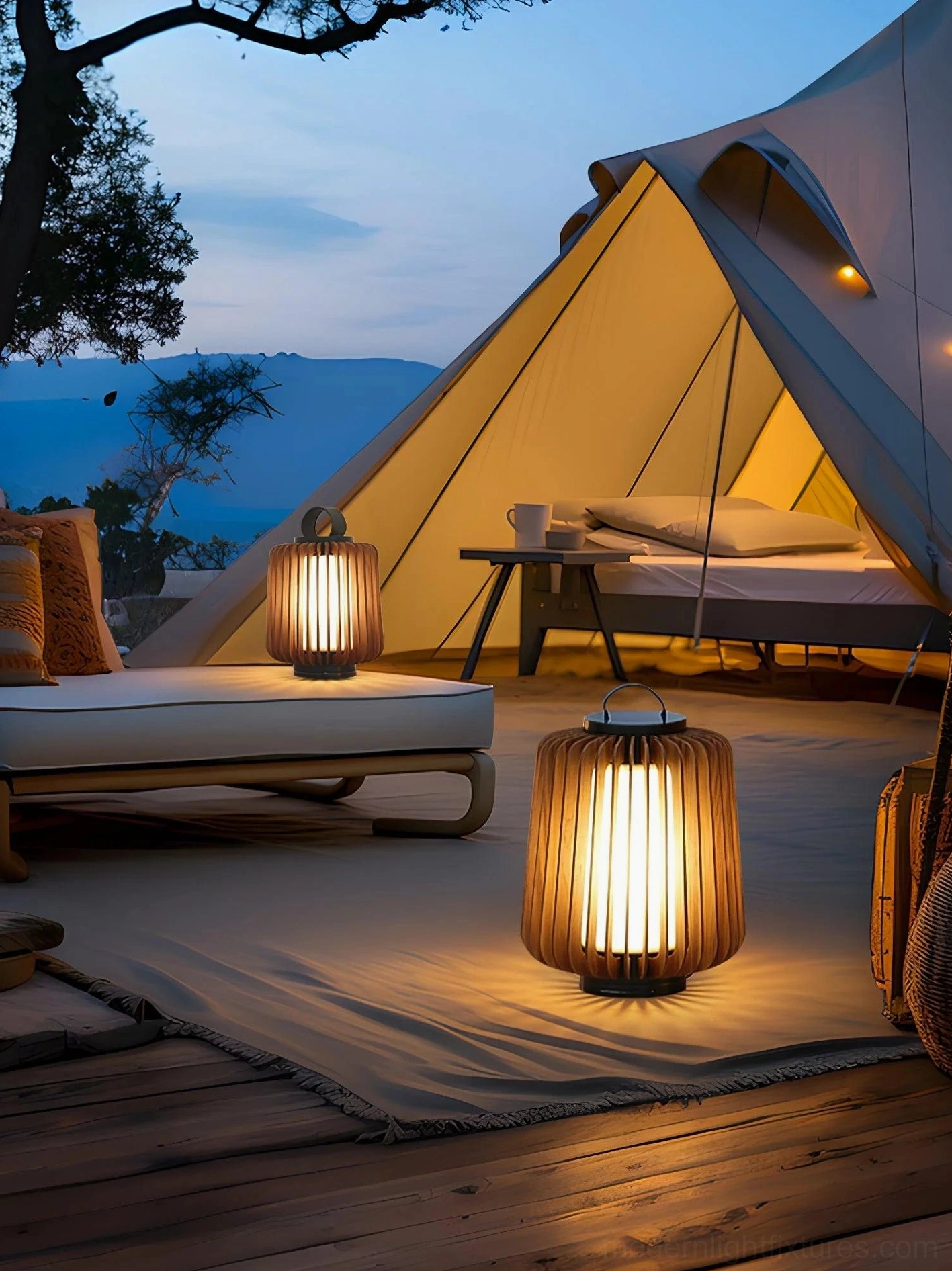Lanvera outdoor rechargeable lamp with integrated handle portable design feature