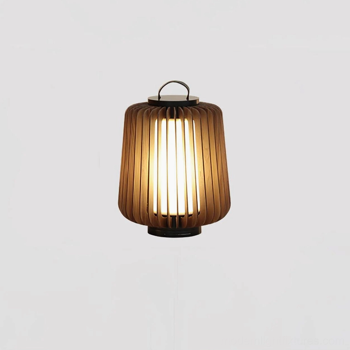 Lanvera outdoor table lamp mixed material finish options stainless steel teak wood
