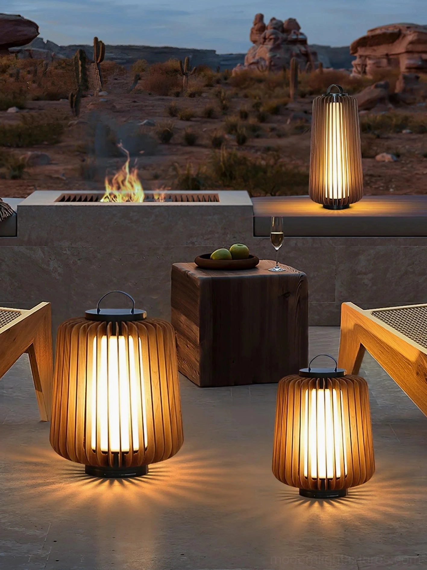 Lanvera portable table lamp outdoor entertaining grouped multiple sizes layered lighting