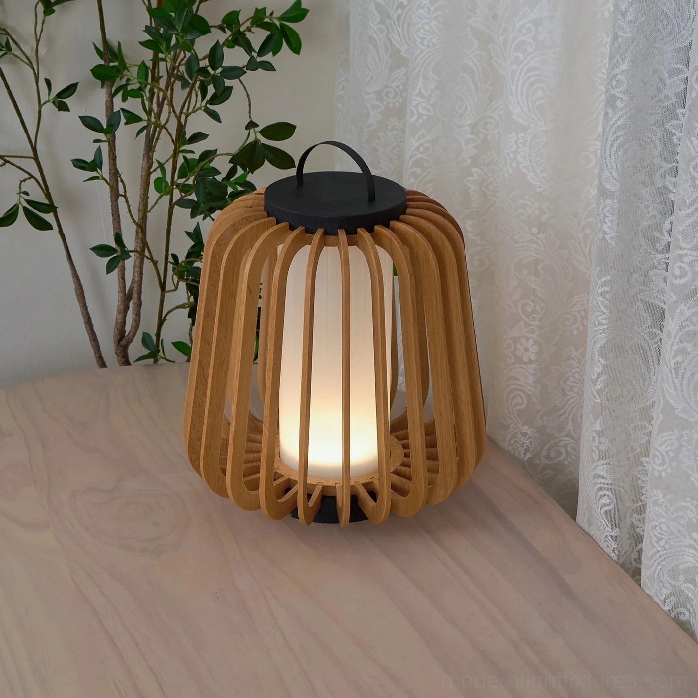 Lanvera rechargeable table lamp stainless steel black finish modern aesthetic detail