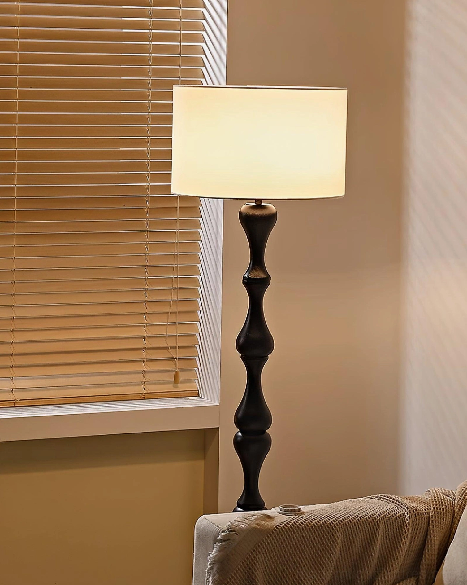 Laredo floor lamp fabric shade pleated construction light diffusion quality