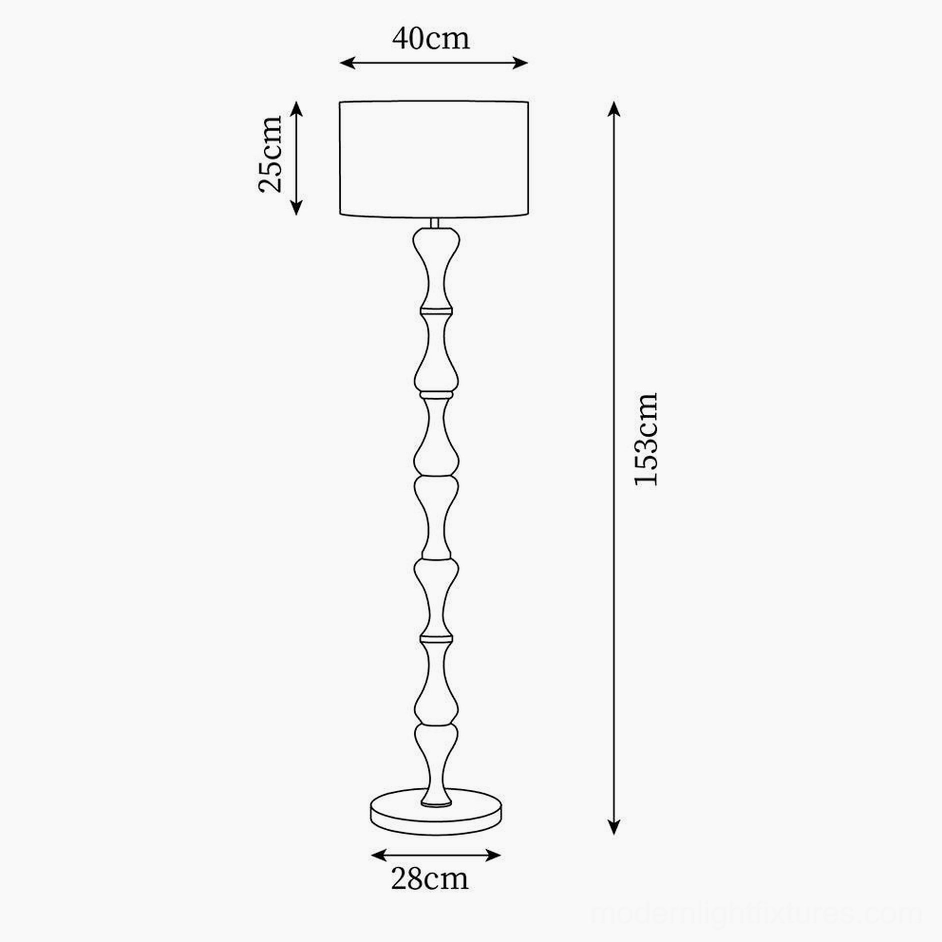 Laredo floor lamp technical schematic with dimension measurements and specifications