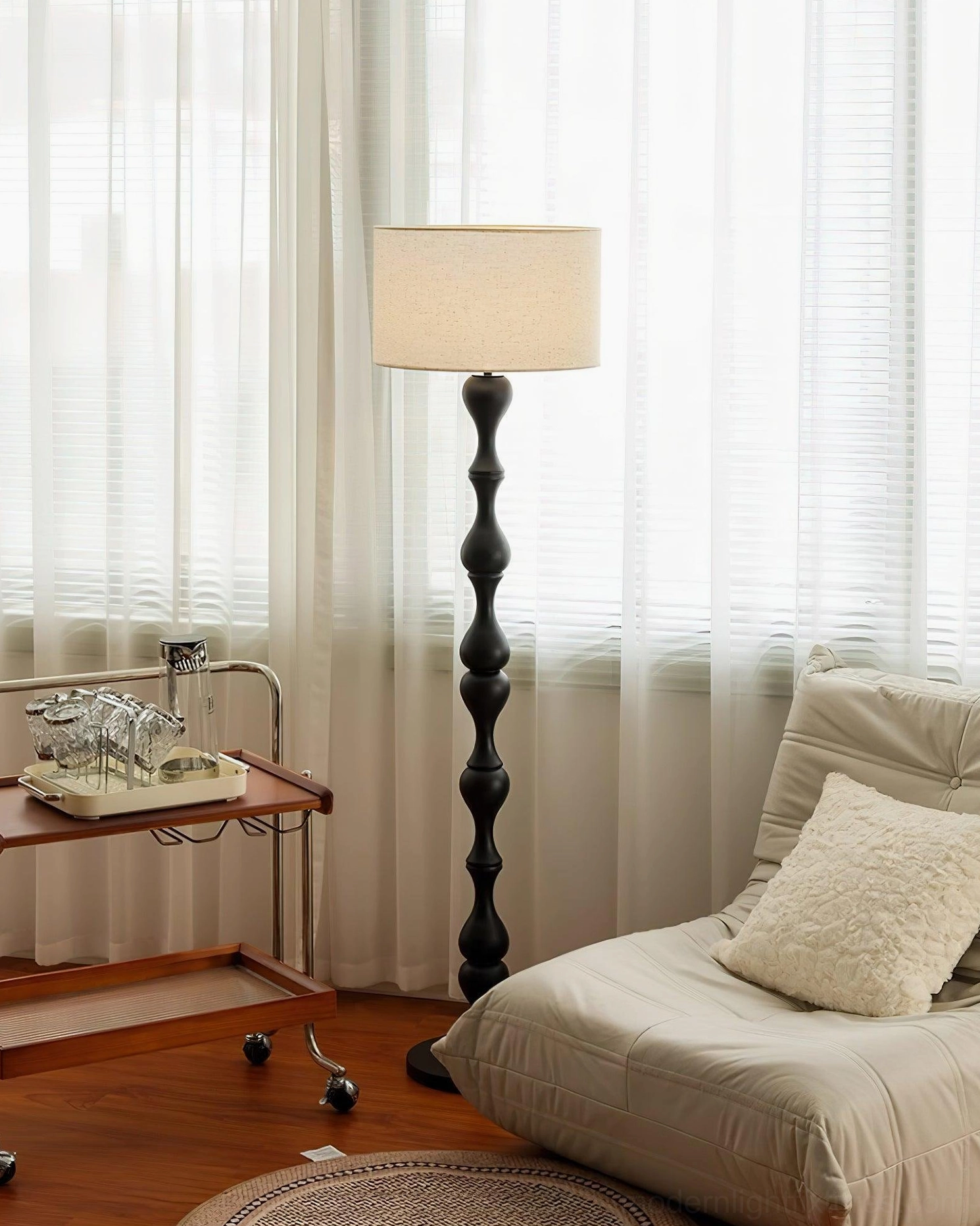 Laredo twisted wood floor lamp transitional design style interior setting