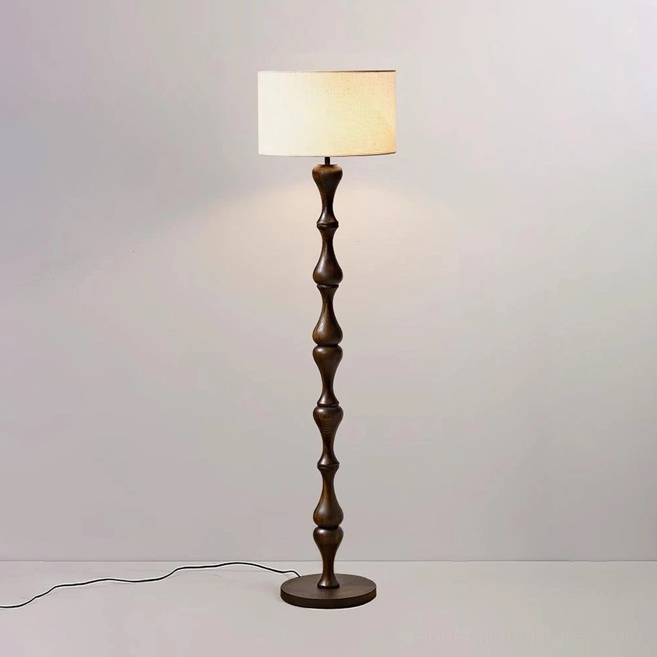 Laredo walnut and white floor lamp full view standing position measurement