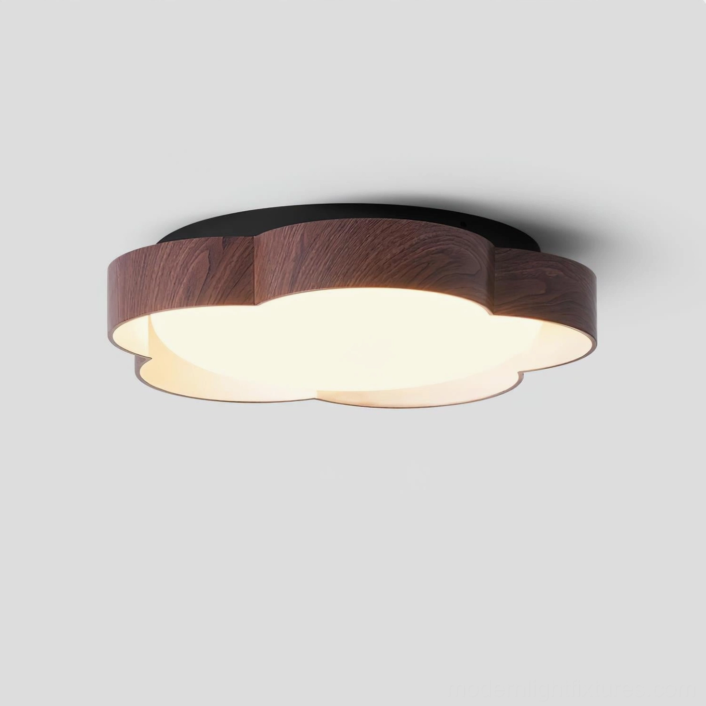 Large 45cm walnut color flower ceiling lamp - modern flush mount fixture for living rooms