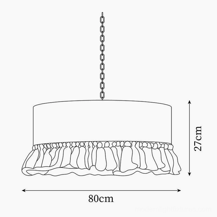 80cm model large drum boho tassel pendant lamp technical diagram with specifications