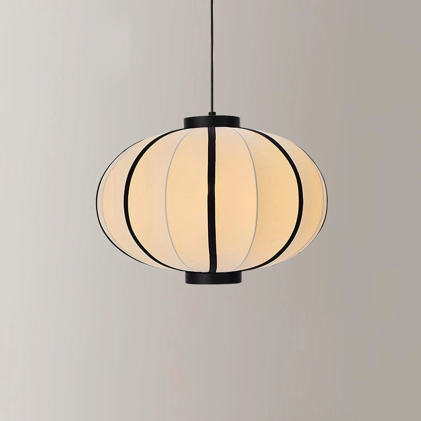 Large modern geometric lantern pendant 60cm black and white fabric dining light fixture