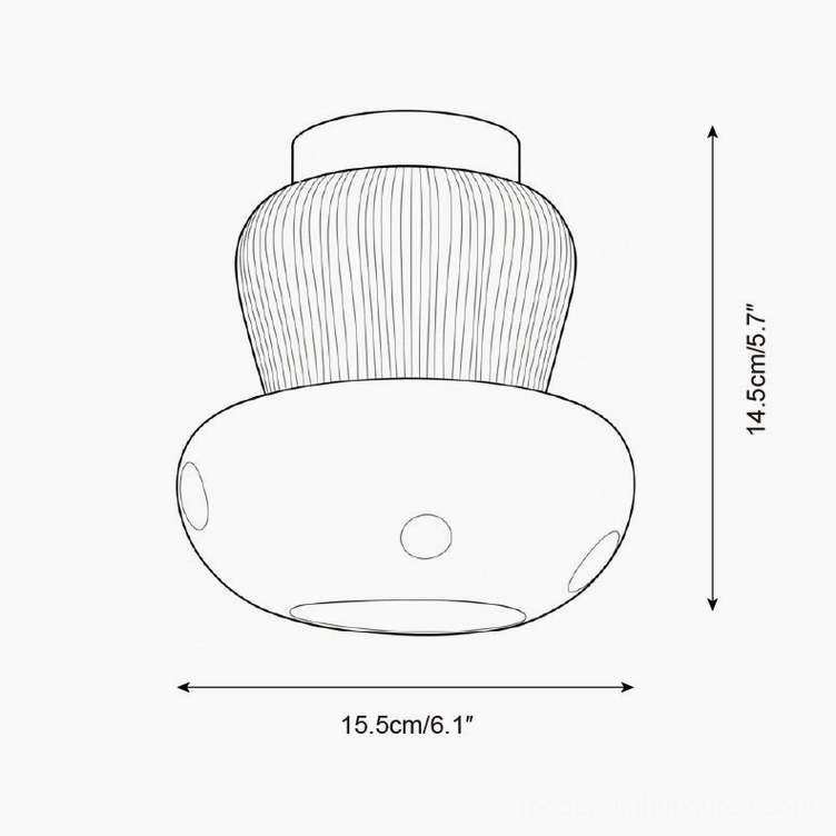 Technical specification drawing of large toadstool ceiling lamp dimensions 15.5cm width 14.5cm height