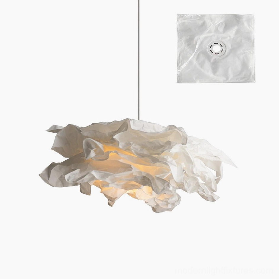 Large handcrafted paper pendant light 84cm x 53cm statement piece for living rooms and grand spaces
