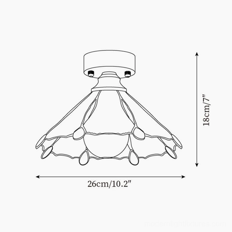 Large petal frame stained glass ceiling light 26cm wide design schematic drawing