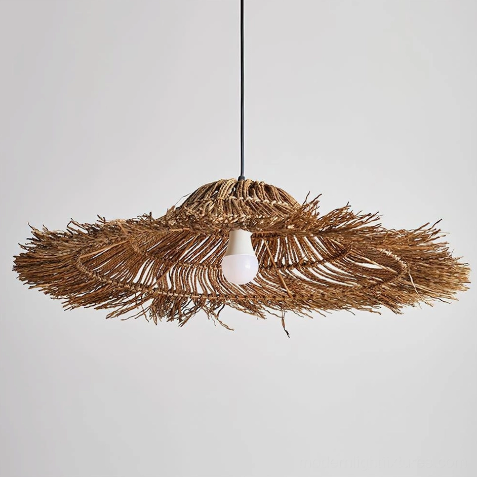 Large 80cm diameter natural rattan pendant light fixture, full product view showing scale and warm brown coloring