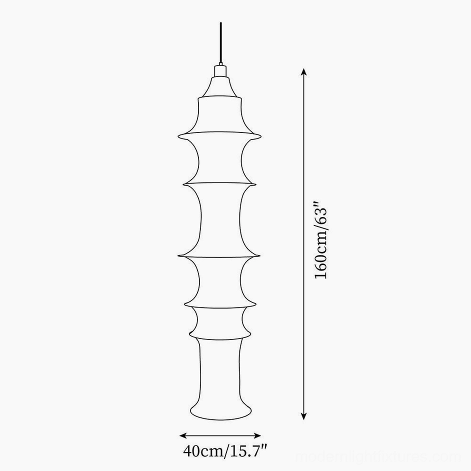Large tiered pendant lamp technical drawing - 30cm diameter x 100cm height specifications