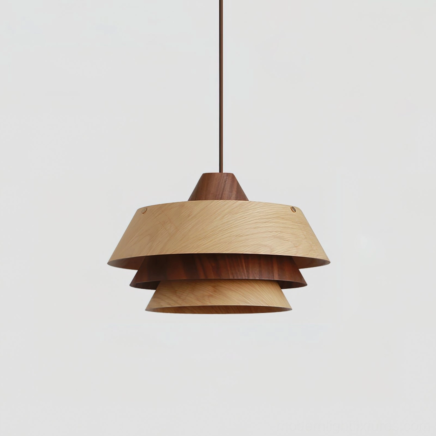Tall tiered pendant light Model G, larger diameter design creating bold statement lighting fixture