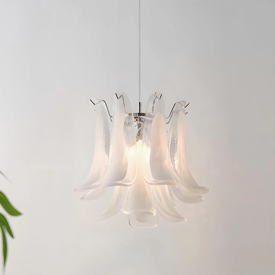 Large white glass petal pendant light architectural statement piece