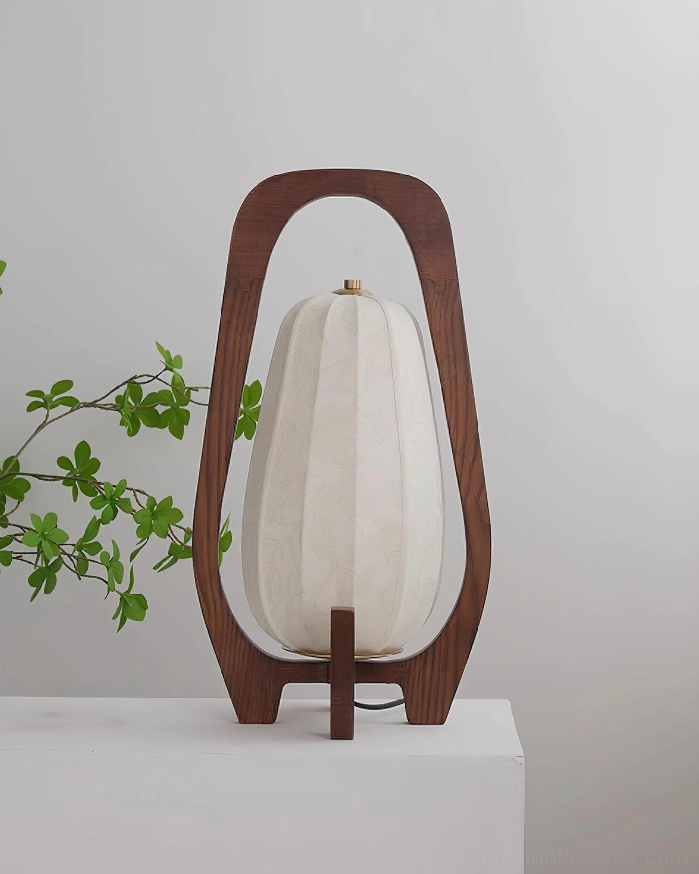 Wooden table lamp statement size with arched frame design, Nordic minimalist home lighting solution showcase