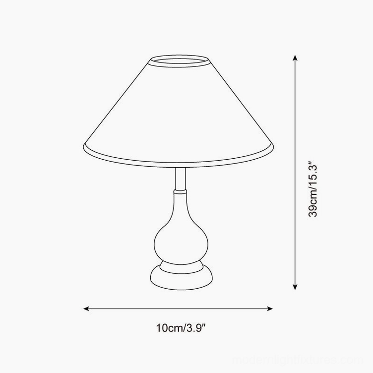 Lariat table lamp Model A technical specifications line drawing with dimensions