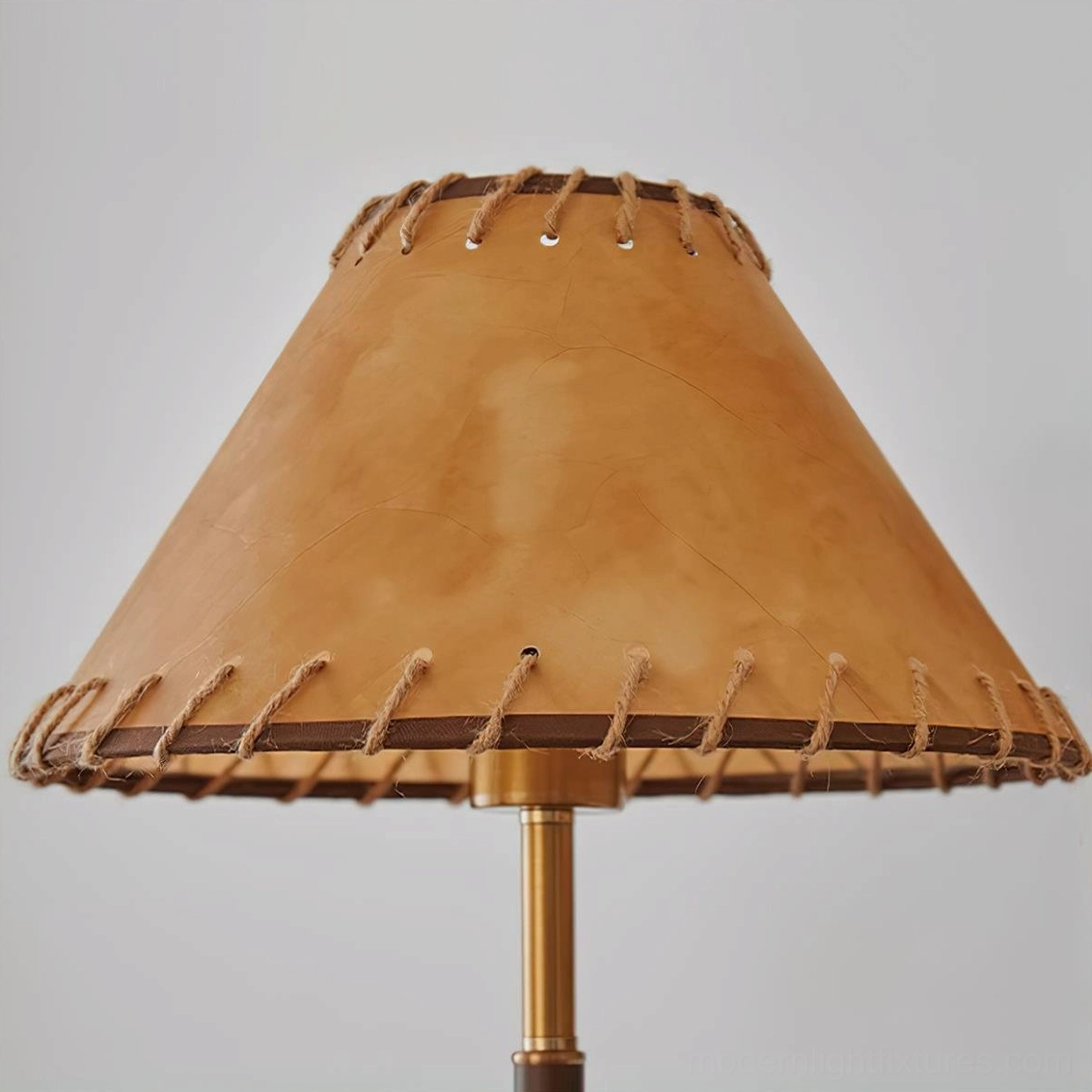 Lariat table lamp western heritage stitched leather shade with artisan craftsmanship