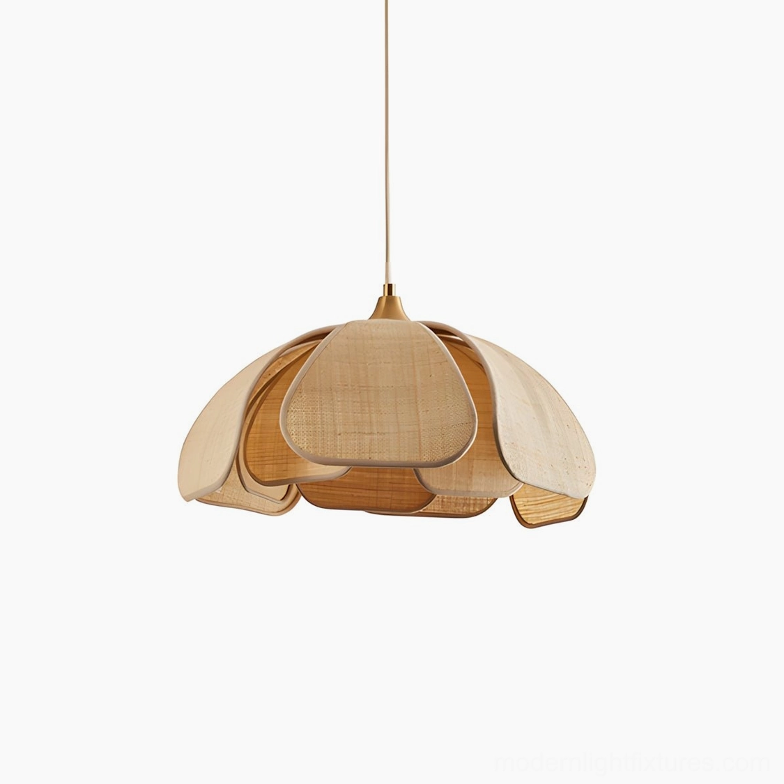 Latticeon 50cm small woven pendant light in gold and beige, perfect for compact dining spaces