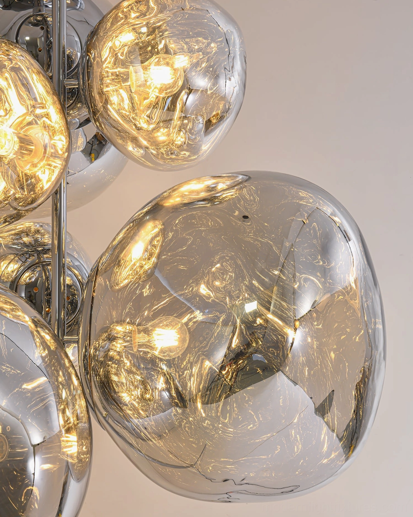Large bubble floor lamp with multiple glass shades creating layered artistic lighting