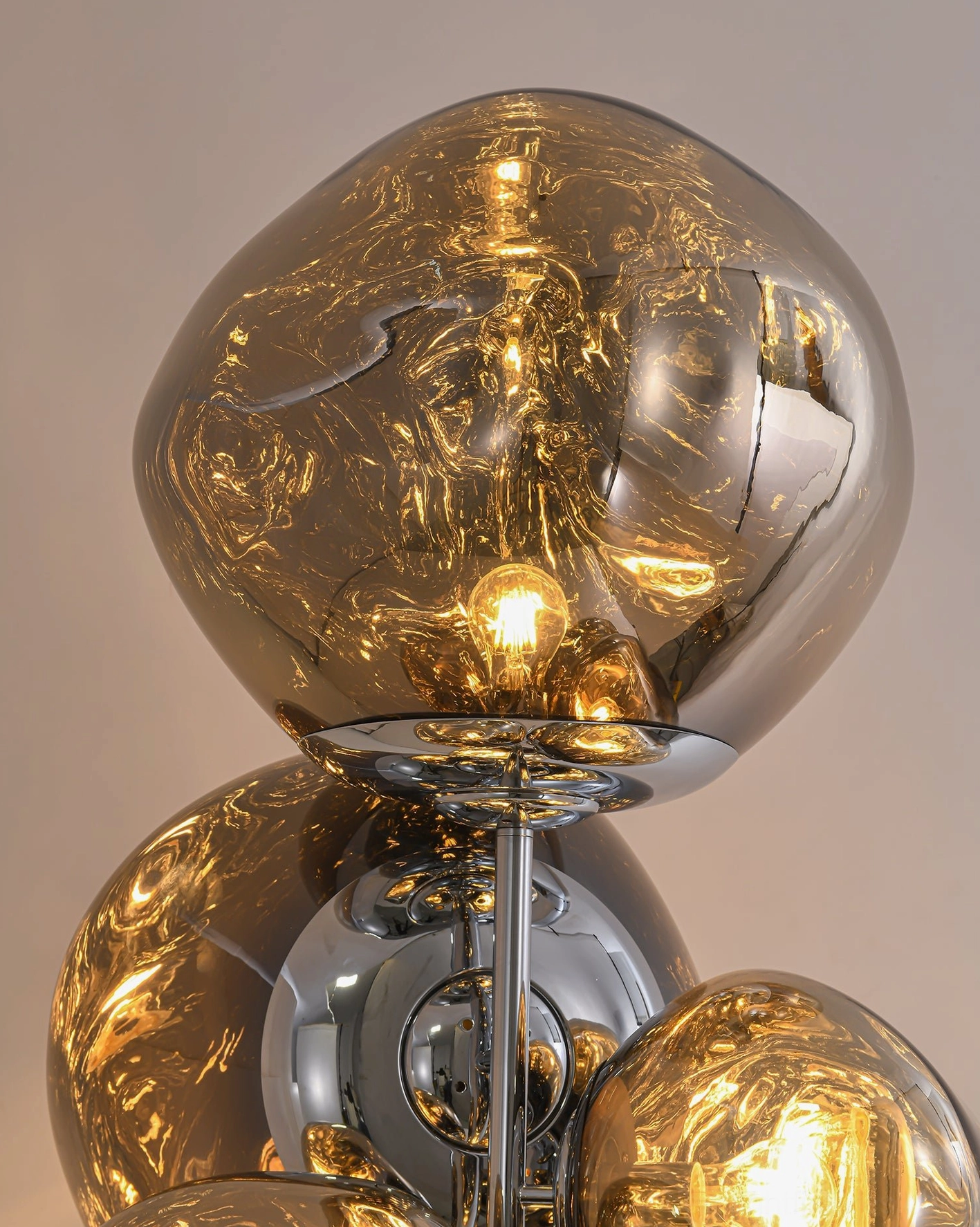 Modern bubble floor lamp large size with gold rose gold finish in luxury interior