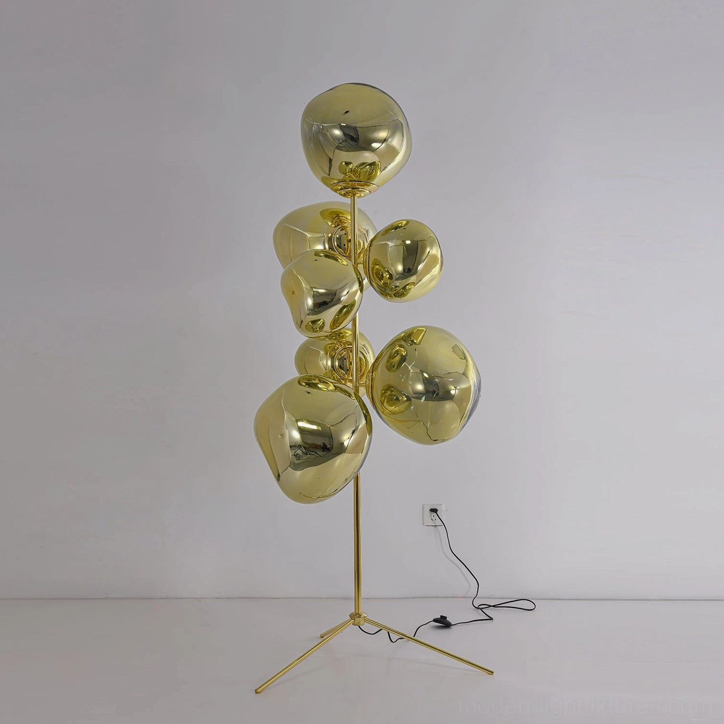 Large bubble floor lamp silver chrome 100cm diameter creating modern luxury focal point