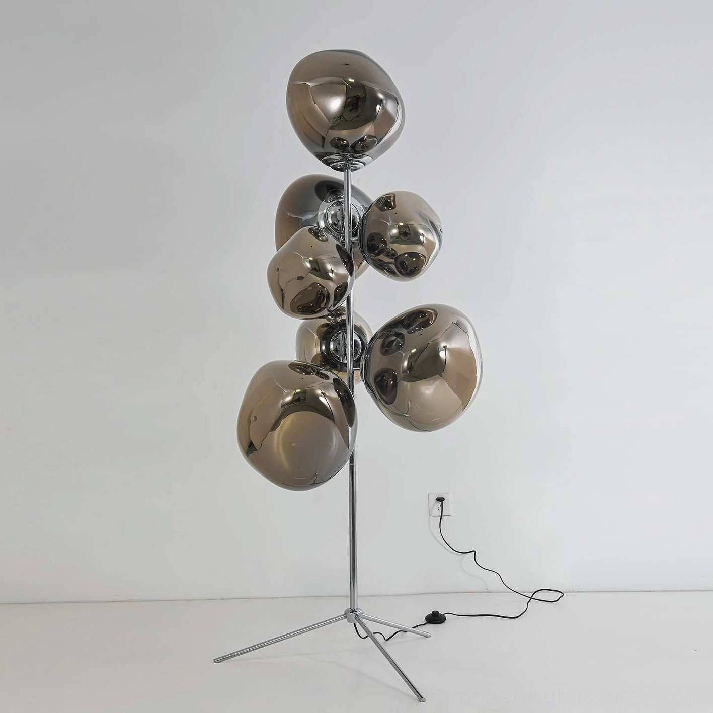 Smoke gray lava bubble floor lamp 100cm x 180cm in modern eclectic living space