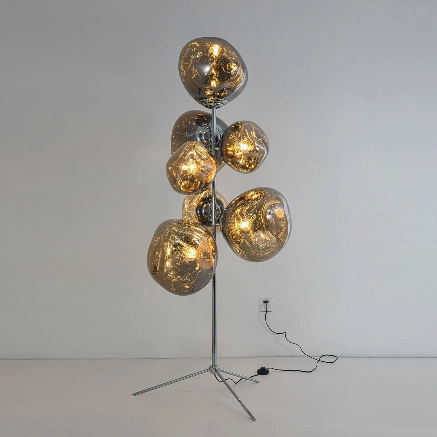Smoke gray bubble floor lamp large 100cm x 180cm dark moody interior design setting
