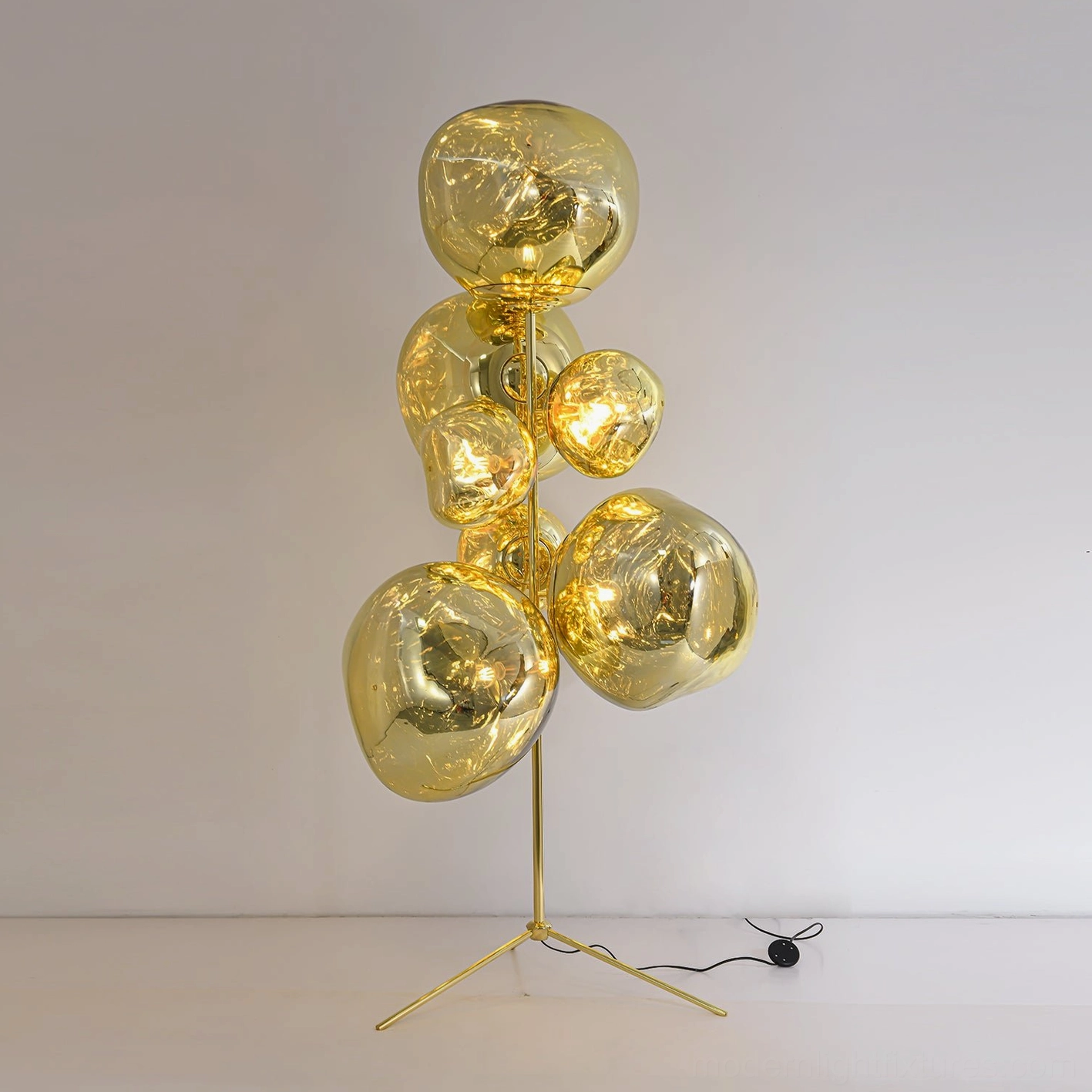Lava bubble floor lamp large size shown in spacious modern interior with high ceilings