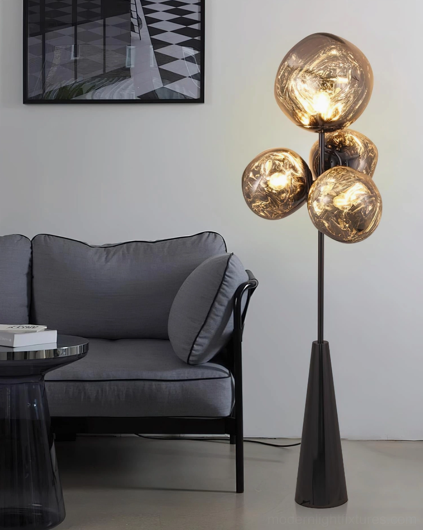 Lava Column floor lamp full height shot demonstrating 172cm size in contemporary interior space