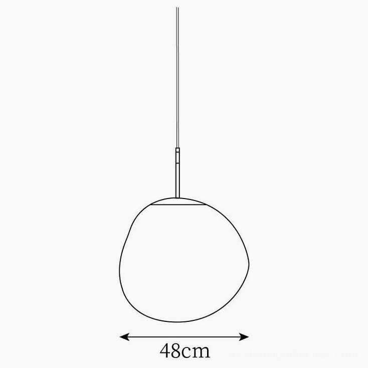Lava pendant lamp 48cm diameter size specification technical view