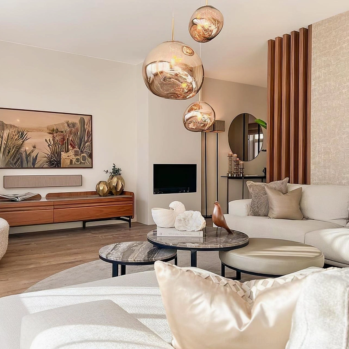 Modern pendant shade distorted mirror effect contemporary artistic lighting