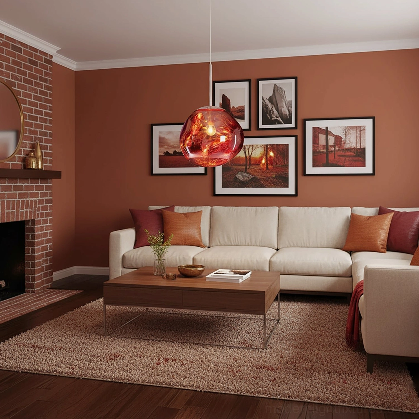 Pendant light fixture showing fractured light pattern ceiling projection