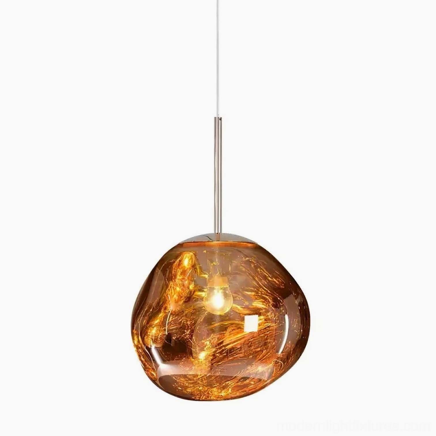 Lava pendant lamp gold finish metallic shade fractured light effect