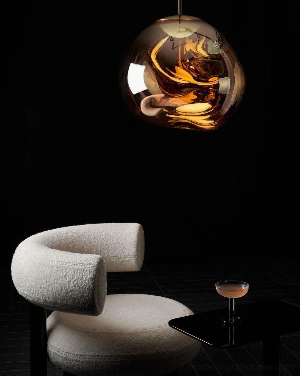 Modern mirror finish pendant lamp sculptural ceiling accent lighting fixture