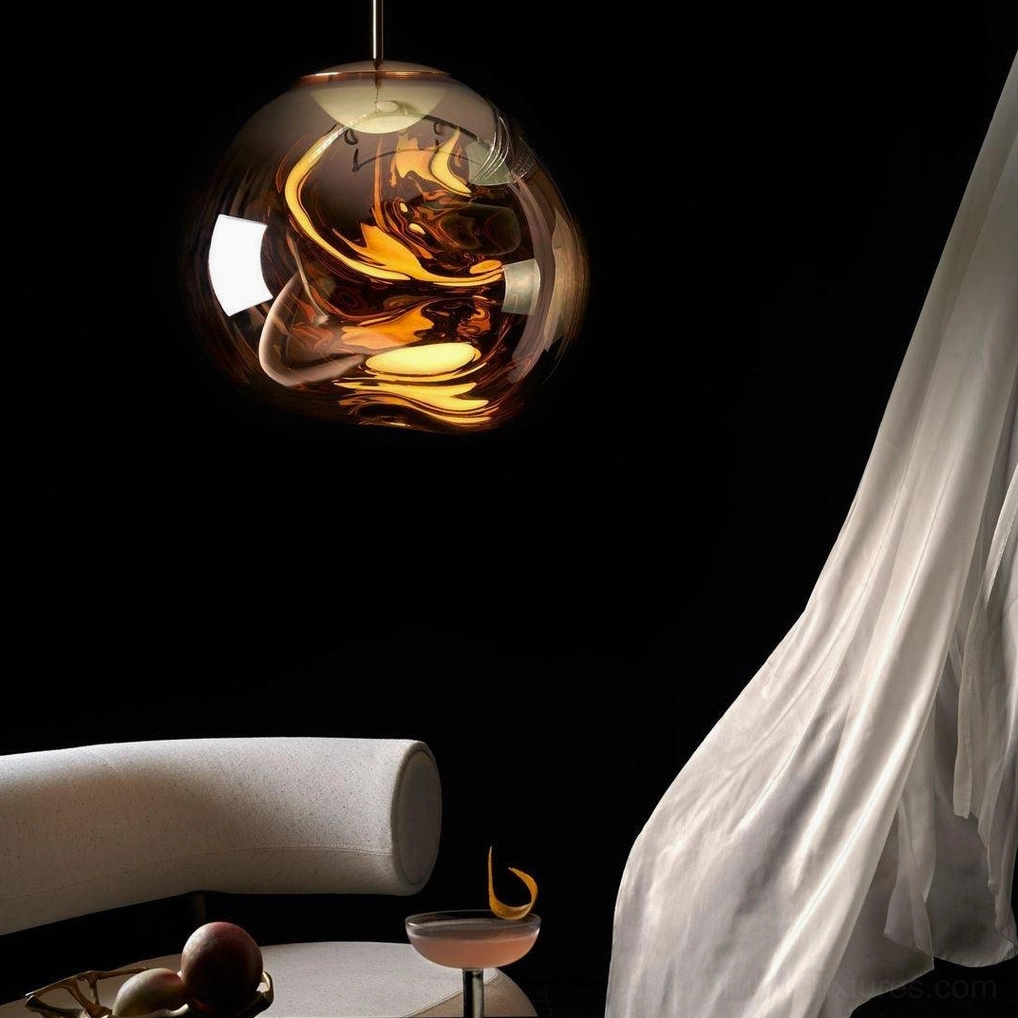 Modern lava pendant lamp sculptural mirror finish lighting effect showcase