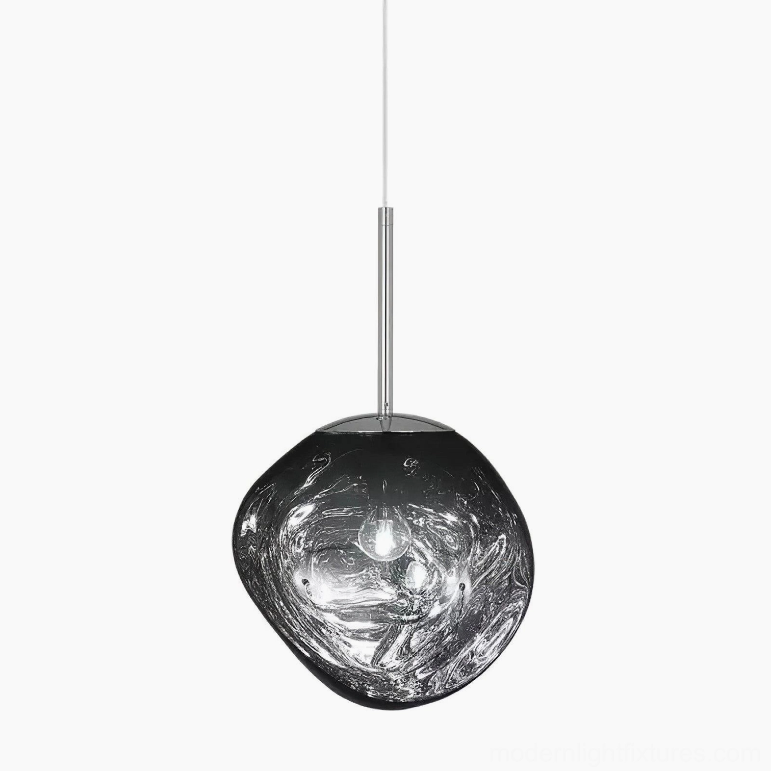 Lava pendant lamp silver finish mirror metallic sculptural pendant light