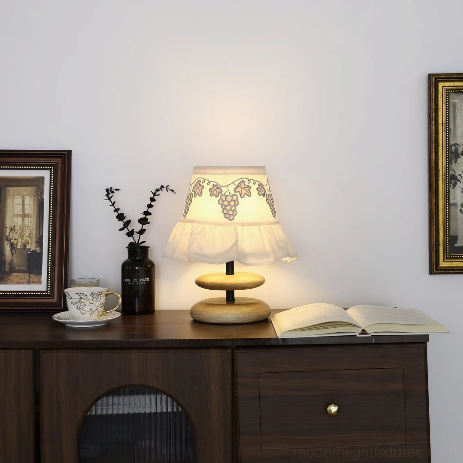 Lavelle embroidered table lamp European botanical garden design aesthetic inspiration