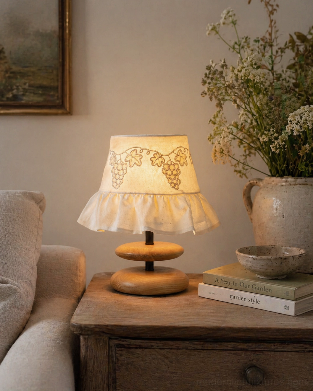 Lavelle wooden base table lamp color and texture detail natural wood finish