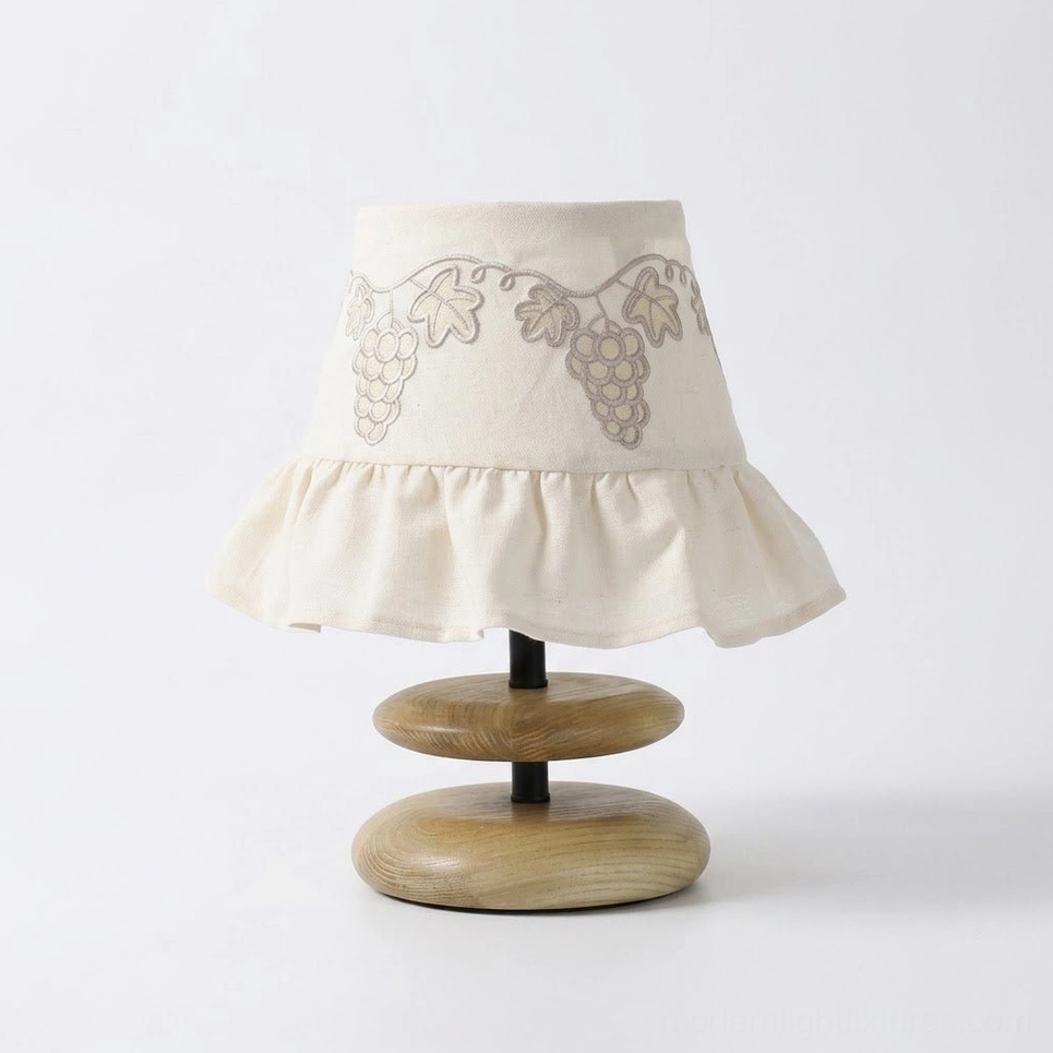 Lavelle pleated fabric embroidered table lamp wood color white variant lifestyle
