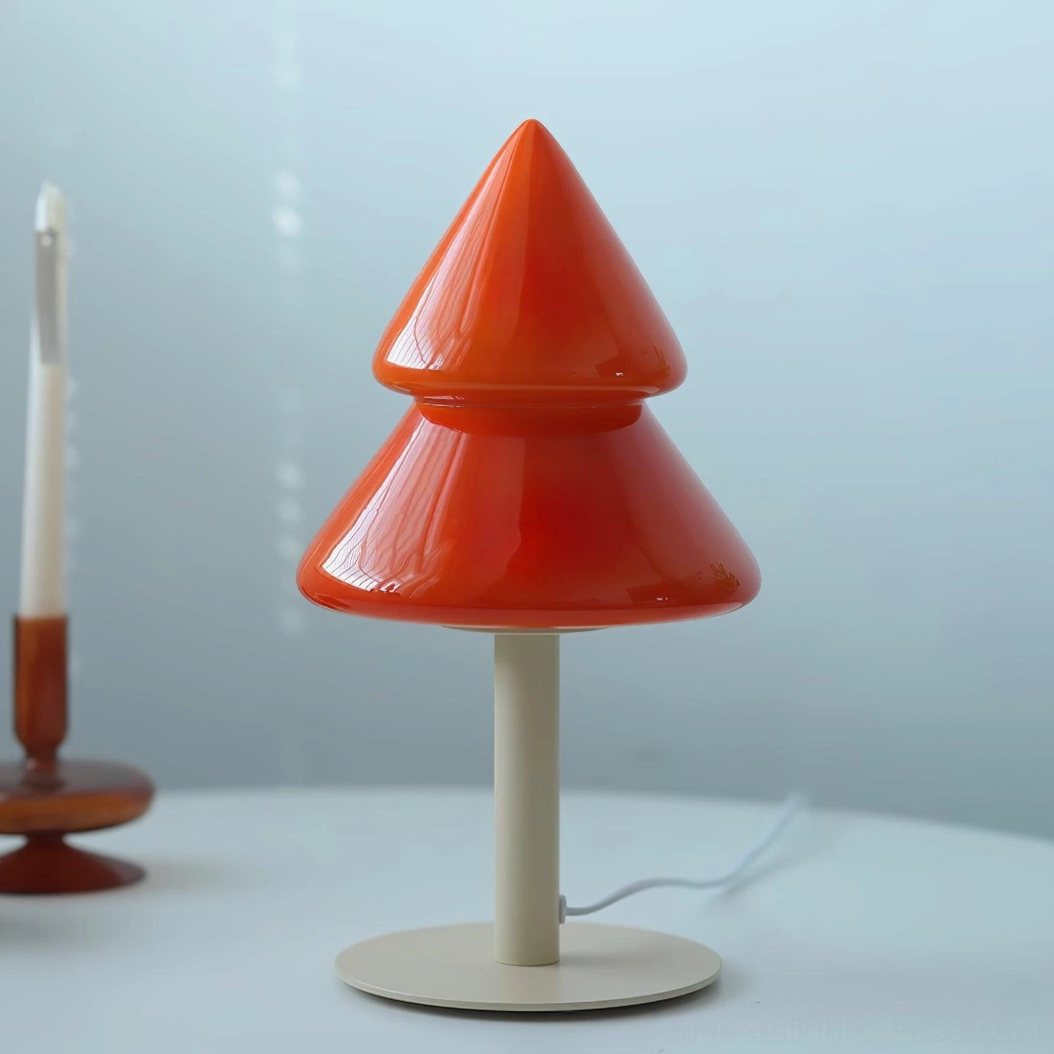 Modern Christmas tree lamp creating layered lighting scheme in multi-fixture setup