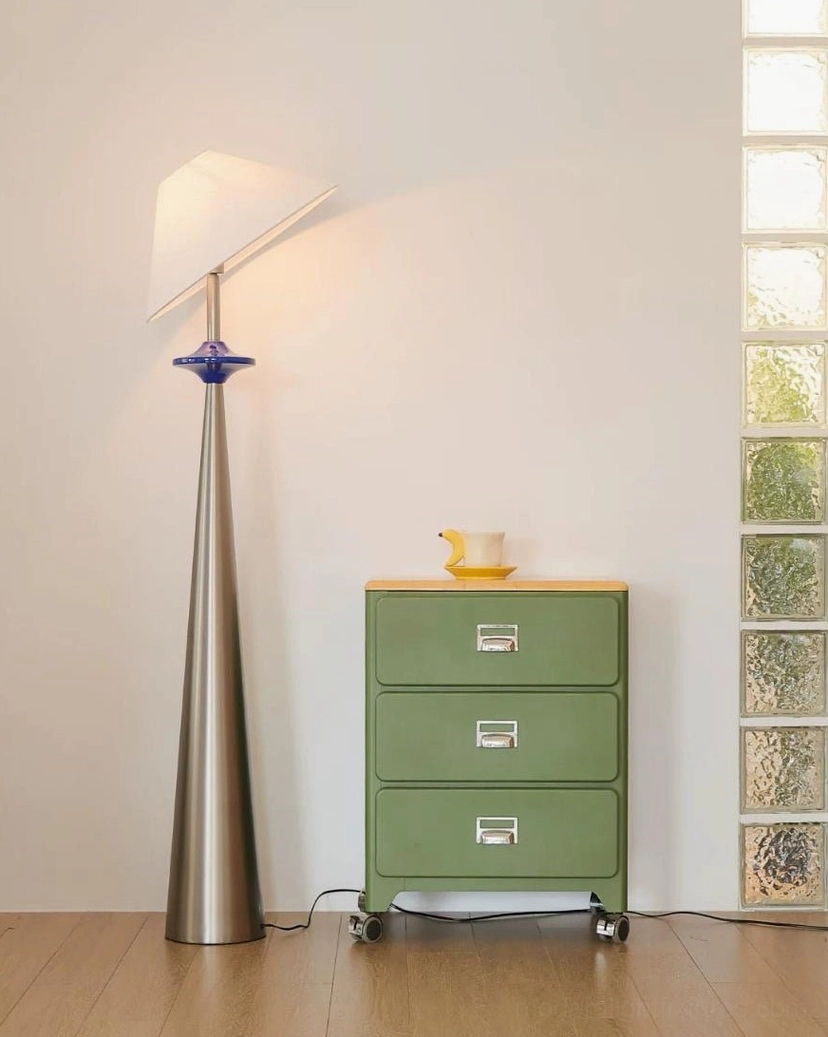 Lazuro floor lamp cotton-linen coolie shade texture and weave detail, natural fiber blend