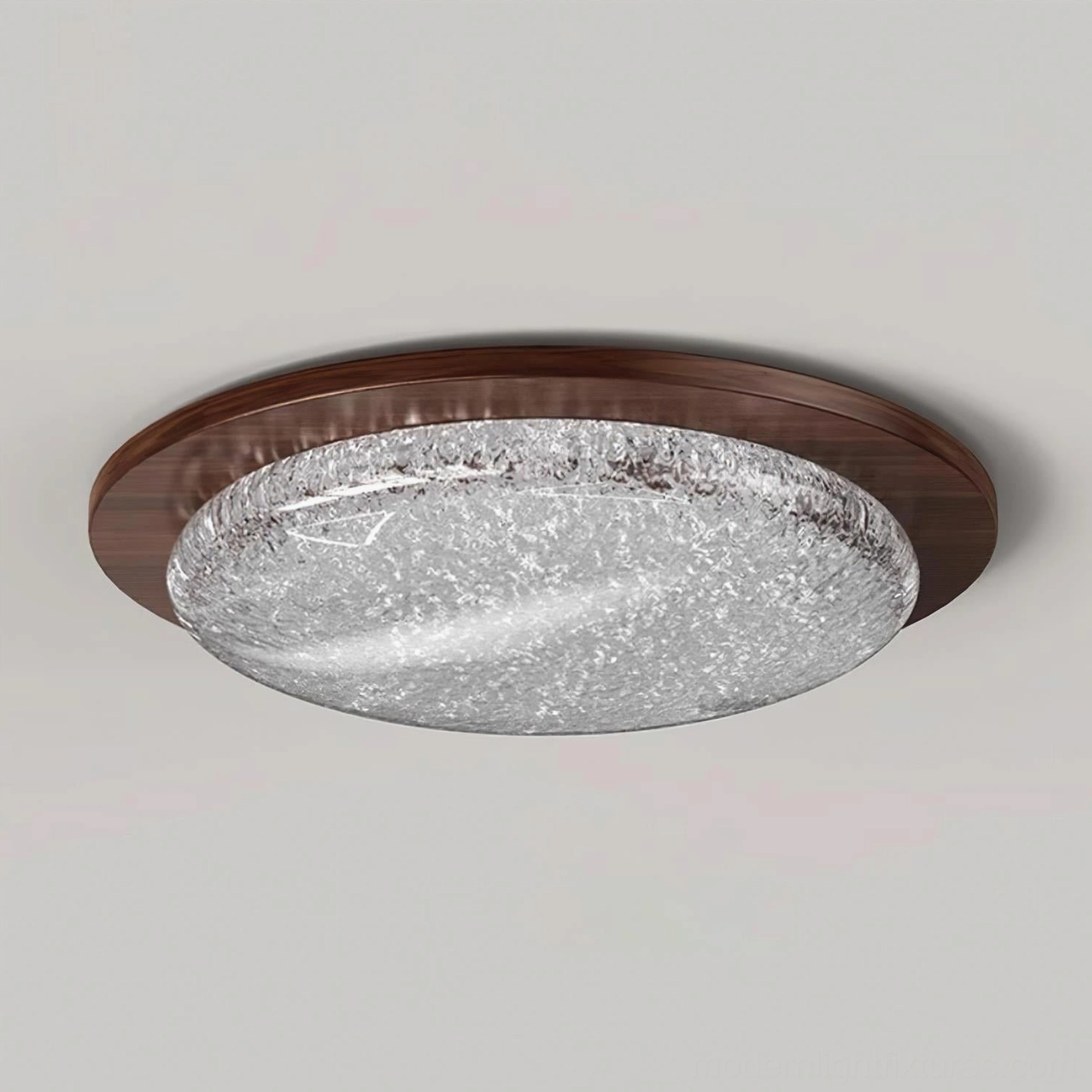 LED ceiling light with crystallized resin diffuser - light diffusion close-up view
