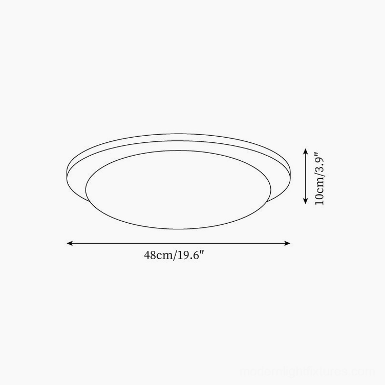 LED flush mount ceiling light dimension diagram - 48cm diameter 10cm height technical drawing