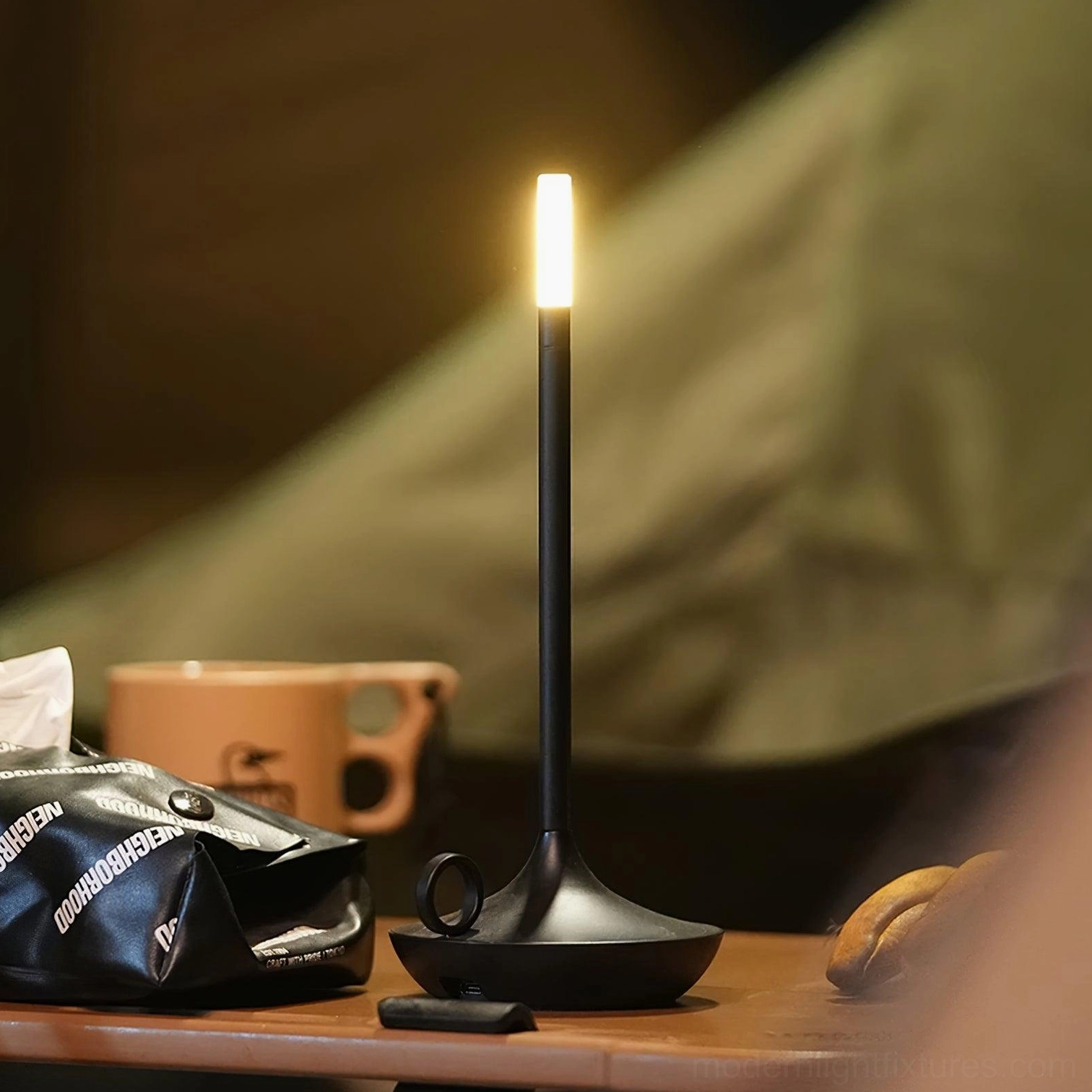 Modern LED candle table lamp with warm white 3000K color temperature ideal for relaxation and reading