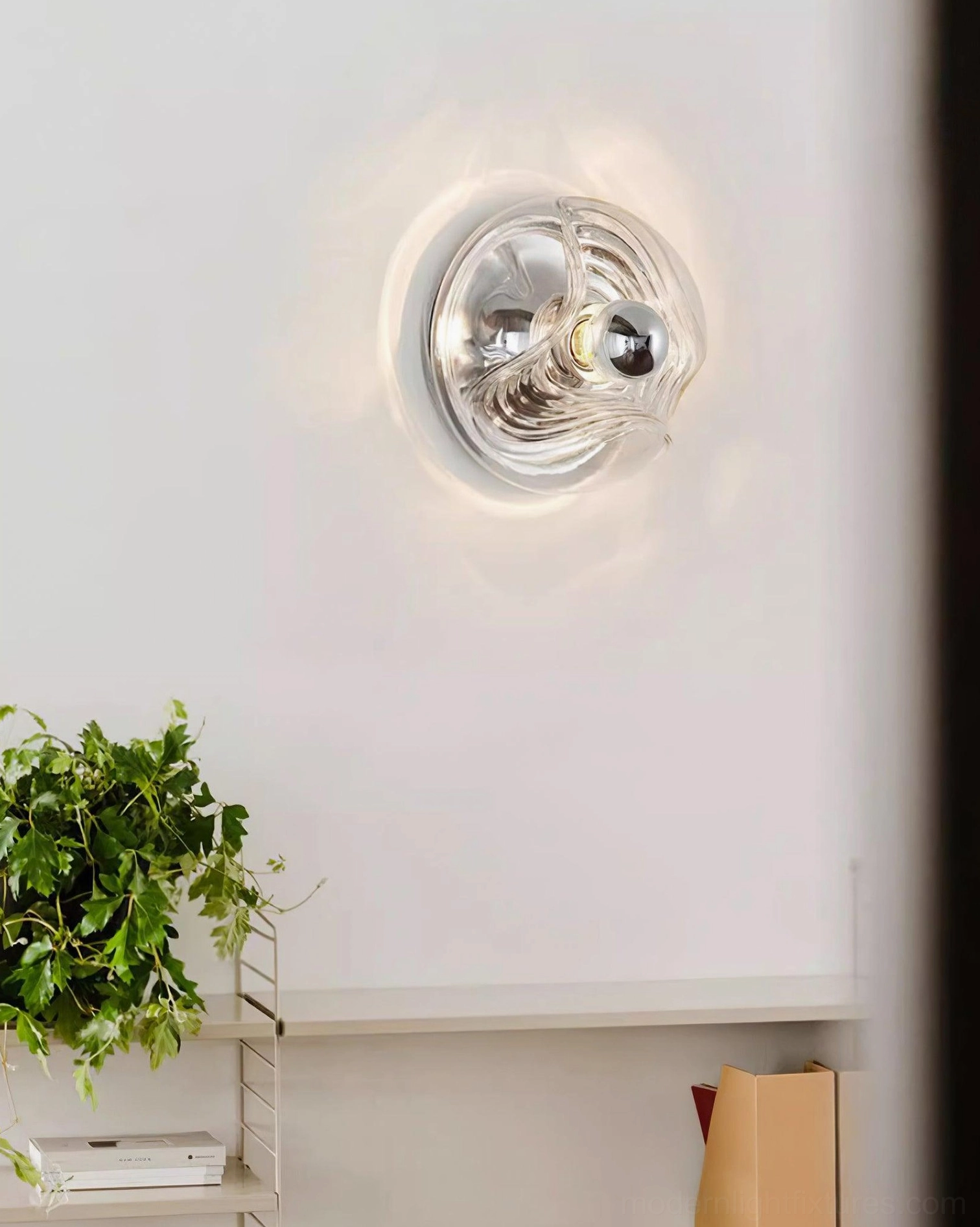 Leisa glass wave sconce Japanese inspired zen interior design styling
