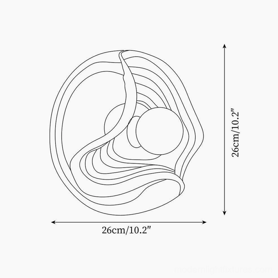 Leisa wave glass wall sconce technical schematic line drawing specifications