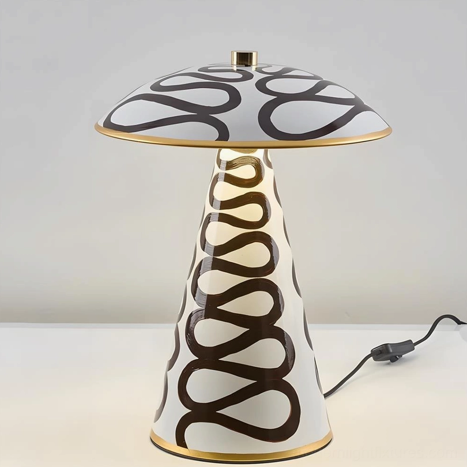 Black monochromatic Lemora ceramic table lamp Model A modern minimalist sculptural lighting design