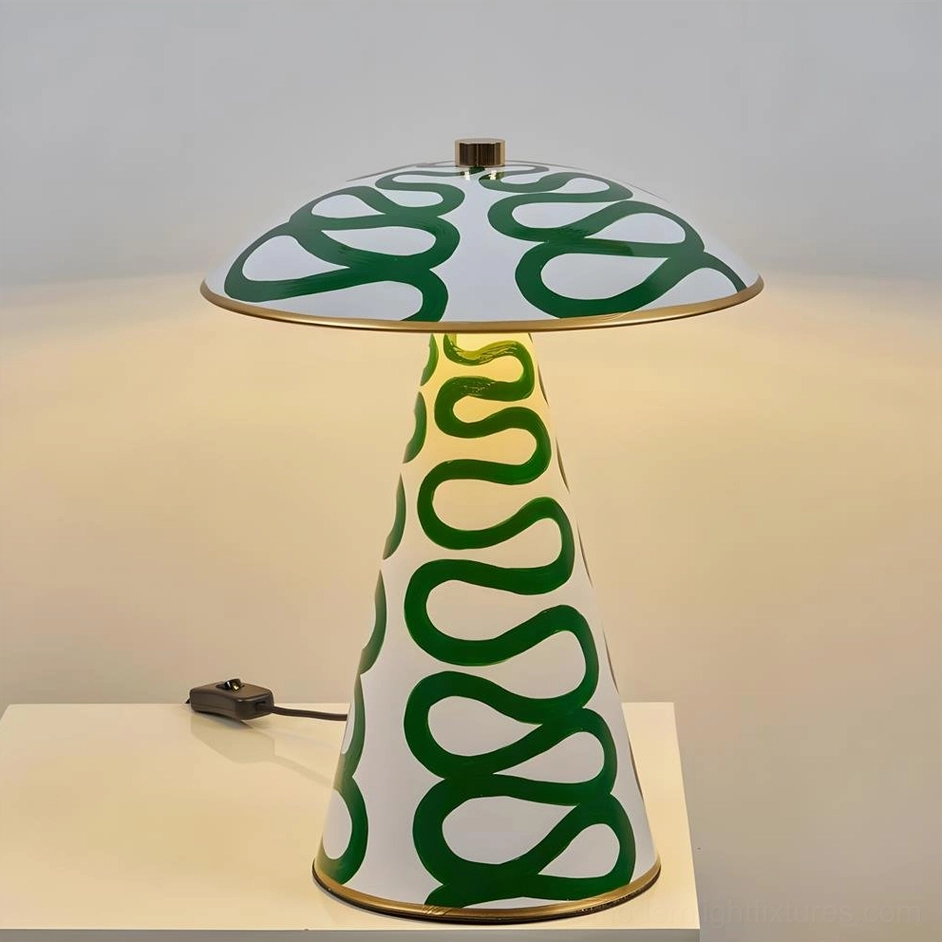 Orange and black spiral pattern Lemora table lamp contemporary artistic design hand-painted ceramic