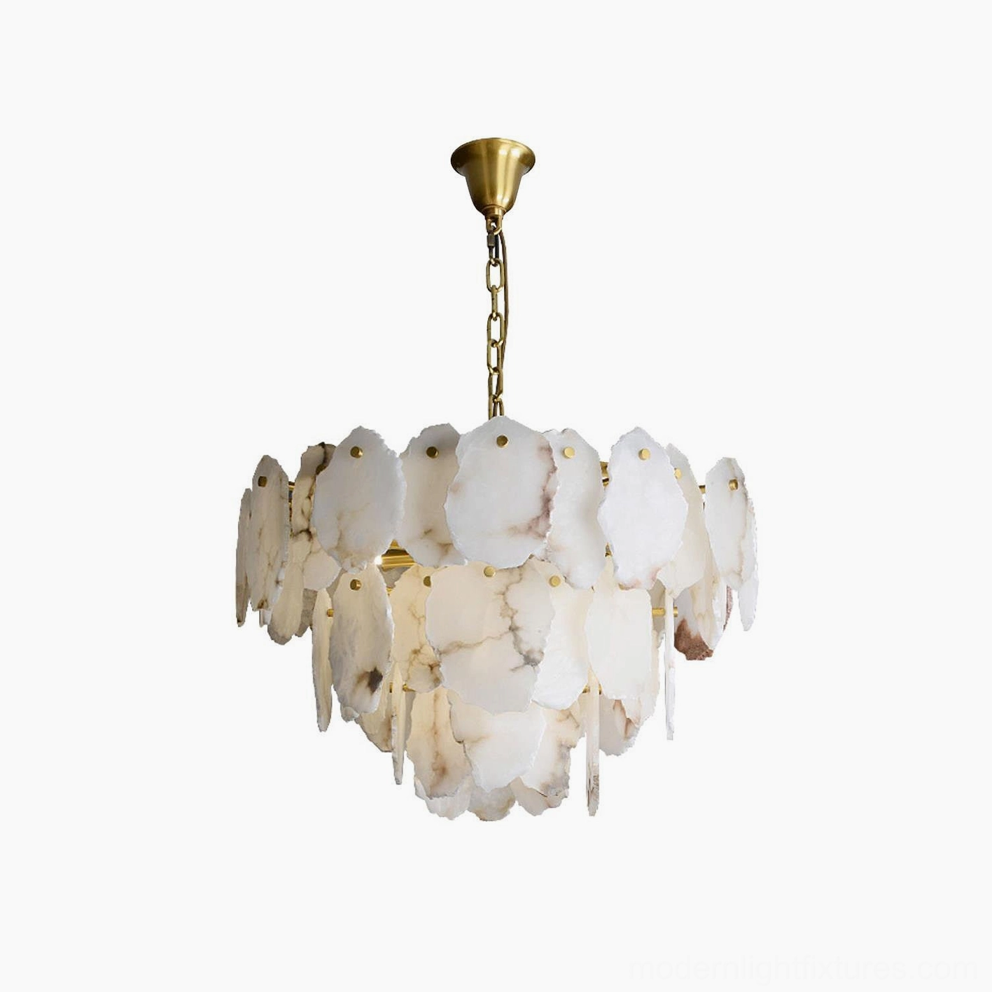 Leon Hand-Shaped Alabaster Chandelier - Artisan-Crafted Lighting with Irregular Stone Edges and Warm Illumination