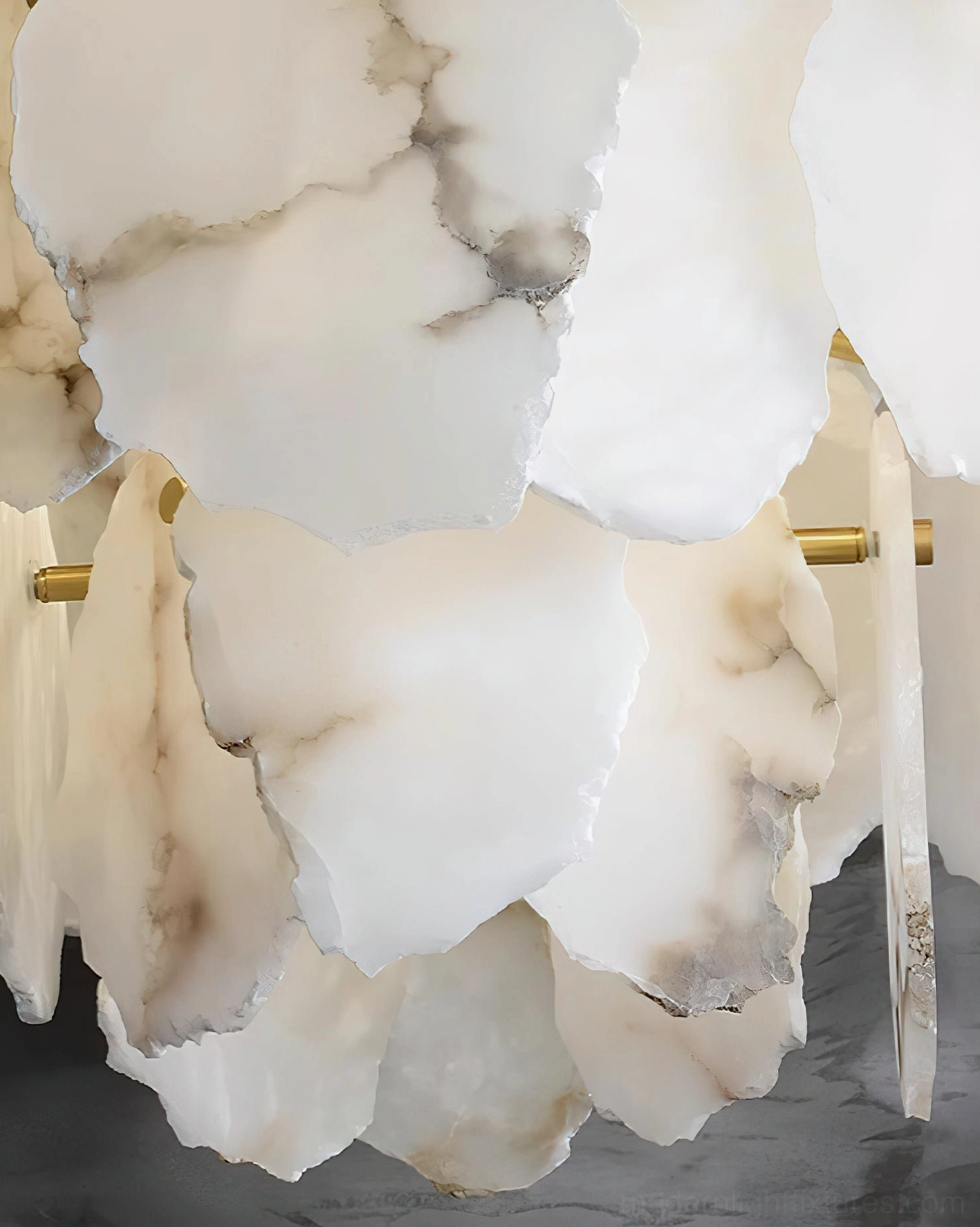Leon Alabaster Hand-Sculpted Chandelier - Premium Stone Light Fixture with Translucent Quality and Brass Hardware